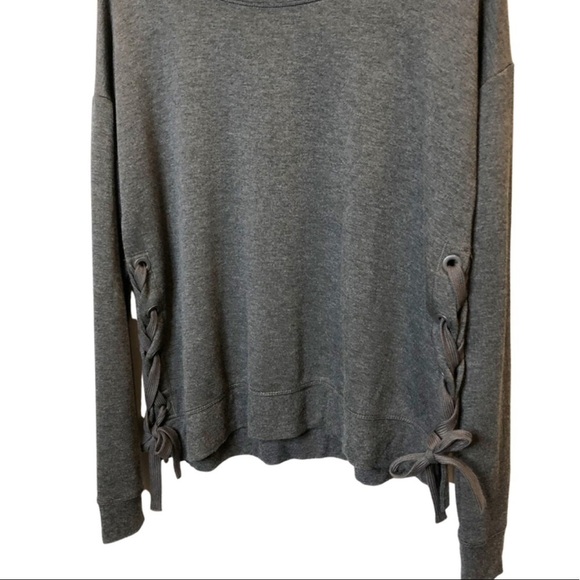 New with Tags 90 Degree Dark Grey Lace Up Side Crewneck Athletic Sweatshirt - Picture 10 of 16